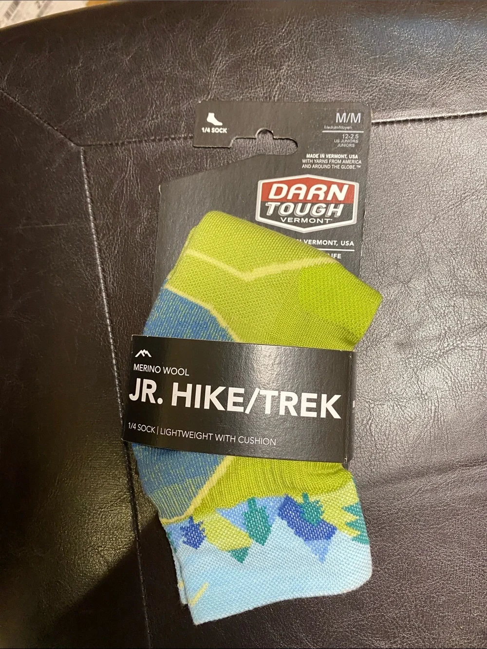 Jr. Hike/Trek Merino Wool Socks - Green/Blue